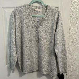 LOFT Gray V-Neck Sweater